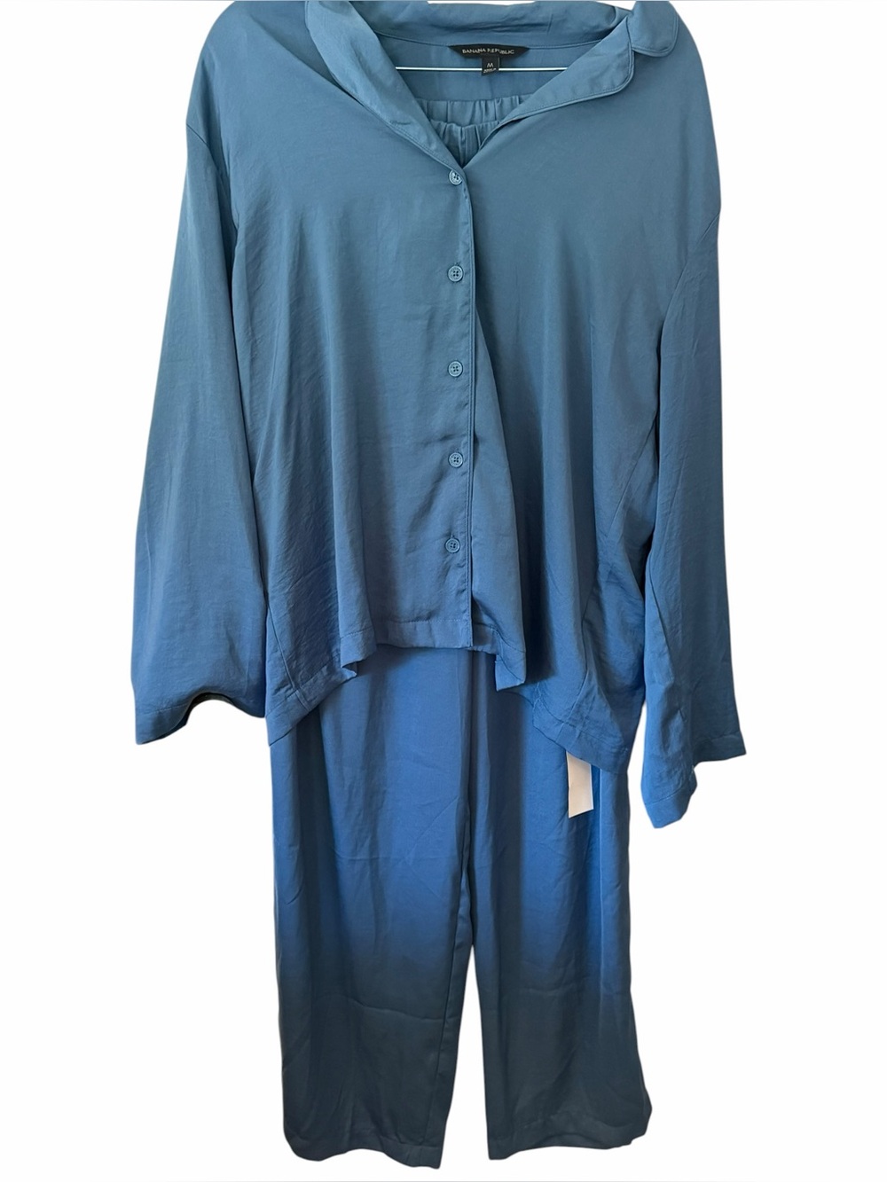NWT Banana Republic Blue Lightweight Lounge Set Medium Wide Leg Pajamas